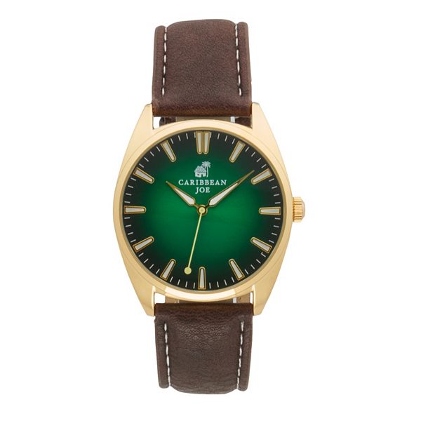 Caribbean Joe Men's Degrade Green Sunburst Dial Strap Watch