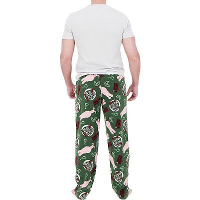 Men s Christmas Holiday Character Tee Microfleece Pajama Sleep Pants Set