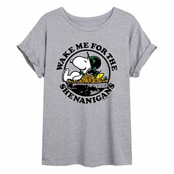 Juniors' Peanuts Shenanigans Oversized Tee