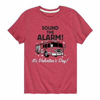 Boys 8-20 Valentines Day Firetruck Graphic Tee
