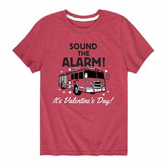 Boys 8-20 Valentines Day Firetruck Graphic Tee