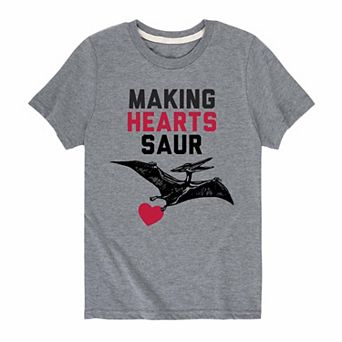 Boys 8-20 Dino Making Hearts Saur Graphic Tee