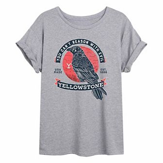 Juniors' Yellowstone Evil Crow Oversized Graphic Tee