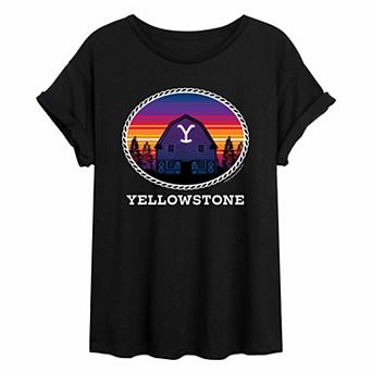 Juniors' Yellowstone Sunset Oversized Graphic Tee