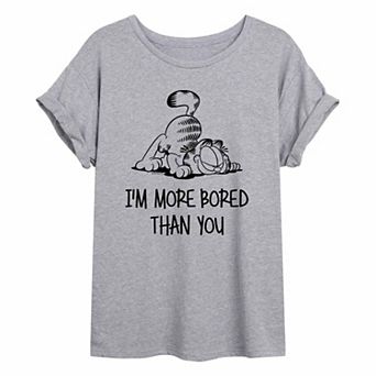 Juniors' Garfield More Bored Oversized Tee