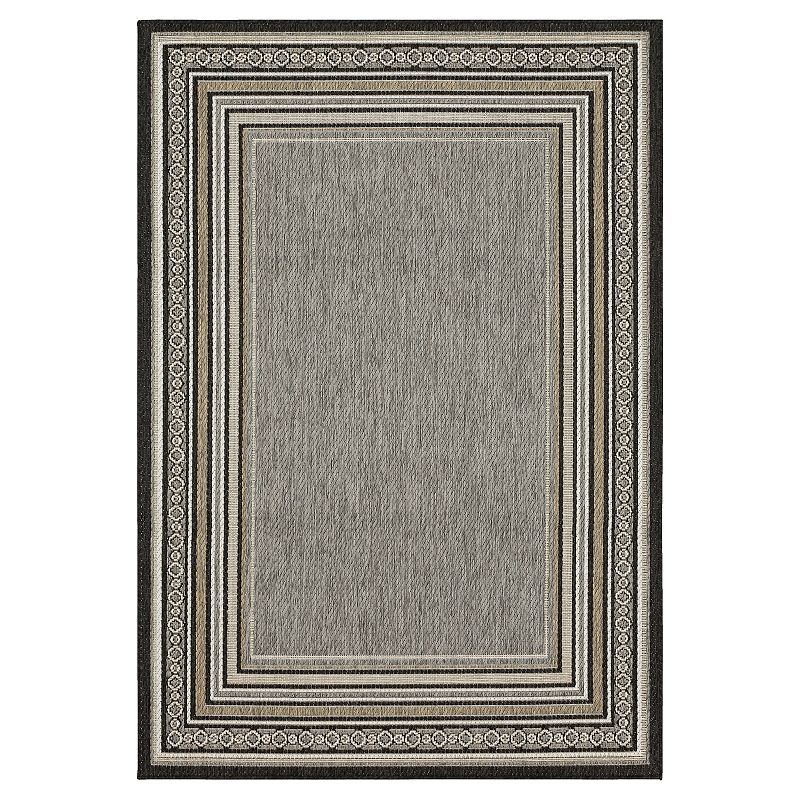 Mohawk Home Chain Border Indoor Outdoor Accent Area Rug, Grey, 6.5X7.5Ft