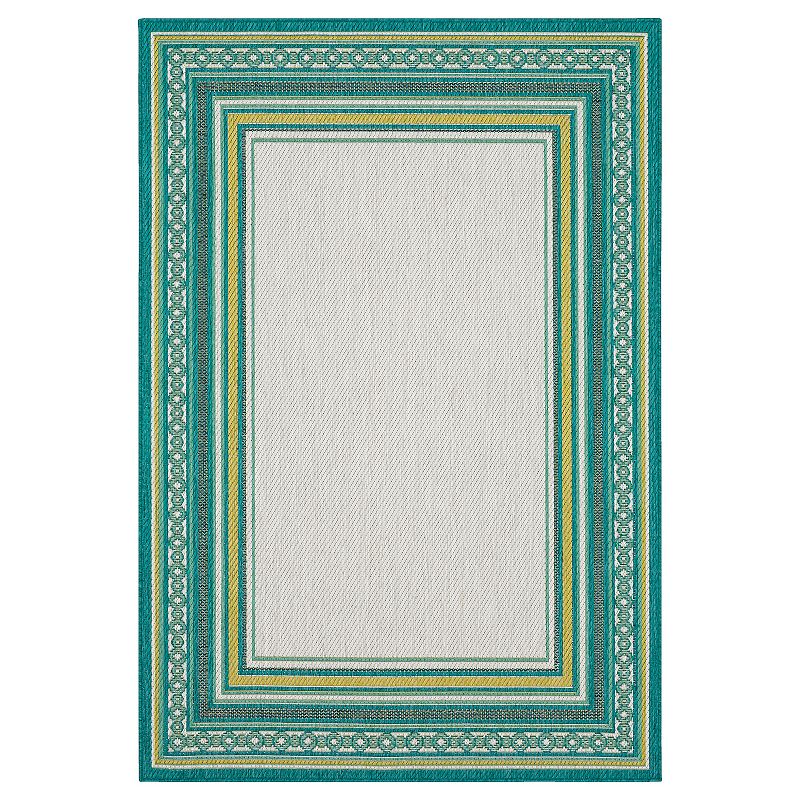 Mohawk Home Chain Border Indoor Outdoor Accent Area Rug, Blue, 6.5X7.5Ft