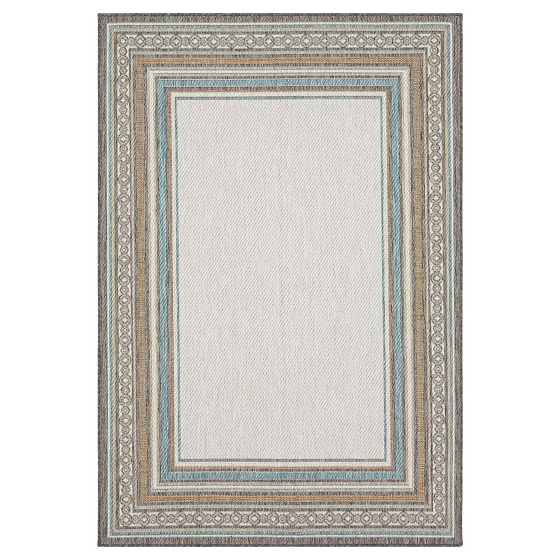 Mohawk Home Chain Border Indoor Outdoor Accent Area Rug, Grey, 4X5.5 Ft