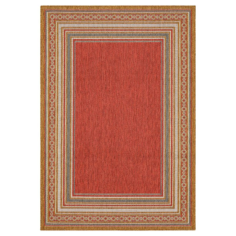 Mohawk Home Chain Border Indoor Outdoor Accent Area Rug, Red, 8X10 Ft