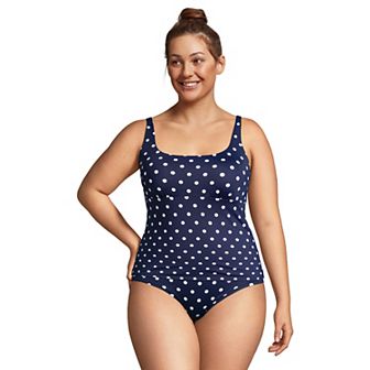 Plus Size Lands' End DD-Cup UPF 50 Squareneck Underwire Tankini Top