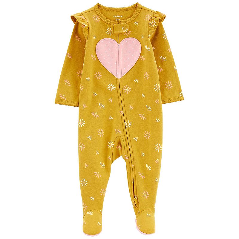 Baby Girl Carters Heart 2-Way Zip Cotton Sleep & Play, Infant Girls, Size