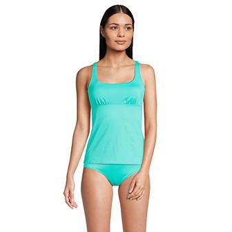 Women's Lands' End DD-Cup UPF 50 Squareneck Underwire Tankini Top