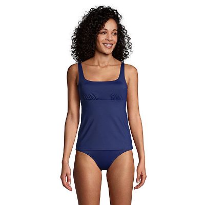 Women's Lands' End D-Cup UPF 50 Tummy Control Squareneck