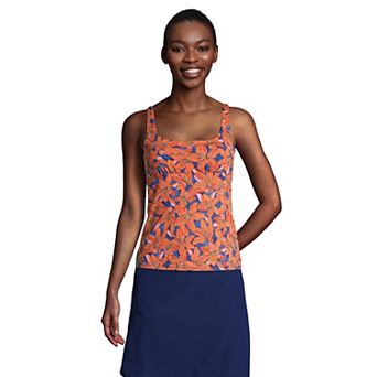 Women's Lands' End D-Cup UPF 50 Squareneck Underwire Tankini Swimsuit Top