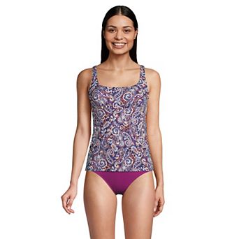 Women's Lands' End D-Cup UPF 50 Squareneck Underwire Tankini Swimsuit Top