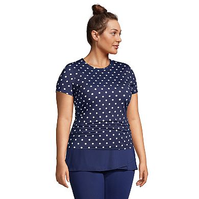 Plus Size Lands' End Print Short-Sleeve Crewneck Tankini Top