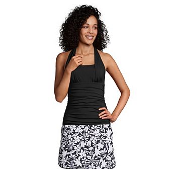Women's Lands' End D-Cup UPF 50 Squareneck Halter Tankini Swim Top