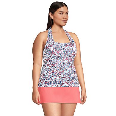 Plus Size Lands' End UPF 50 Squareneck Halter Tankini Top