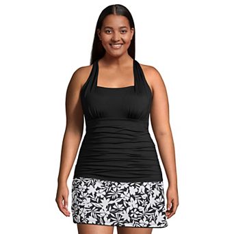 Plus Size Lands' End UPF 50 Squareneck Halter Tankini Swimsuit Top
