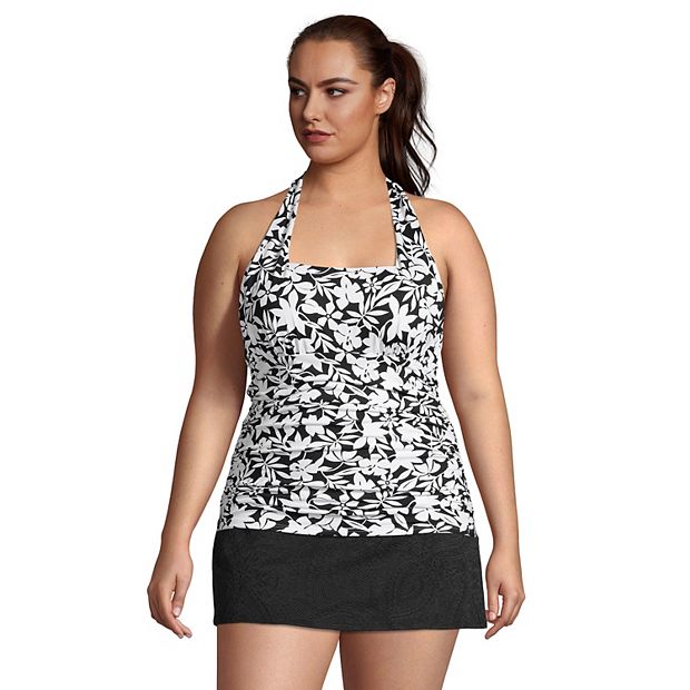 Floral Plus Size Halter Tankini Top