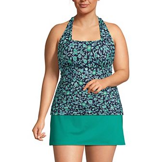 Plus Size Lands' End UPF 50 Squareneck Halter Tankini Swimsuit Top