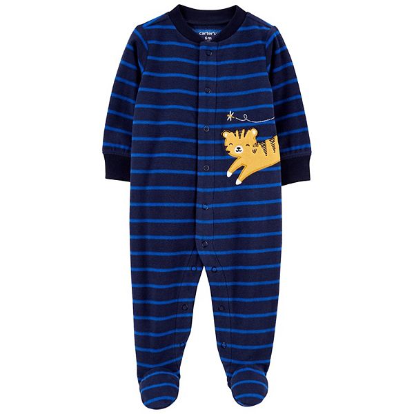 Baby Boy Carter s Fleece Striped Tiger Snap Up Sleep Play