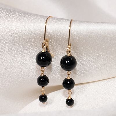 14K Gold Onyx Bead Earring Enhancer outlet