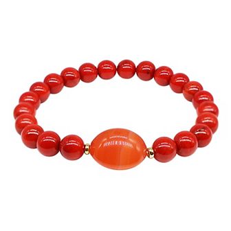 Jewelmak 14k Gold Red Coral & Carnelian Nugget Stretch Bracelet