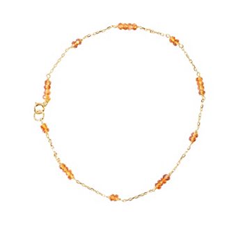 Jewelmak 14k Gold Citrine Anklet