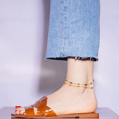 Jewelmak 14k Gold Citrine Anklet