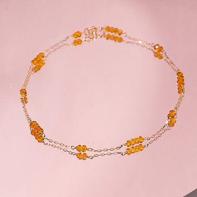 Jewelmak 14k Gold Citrine Anklet