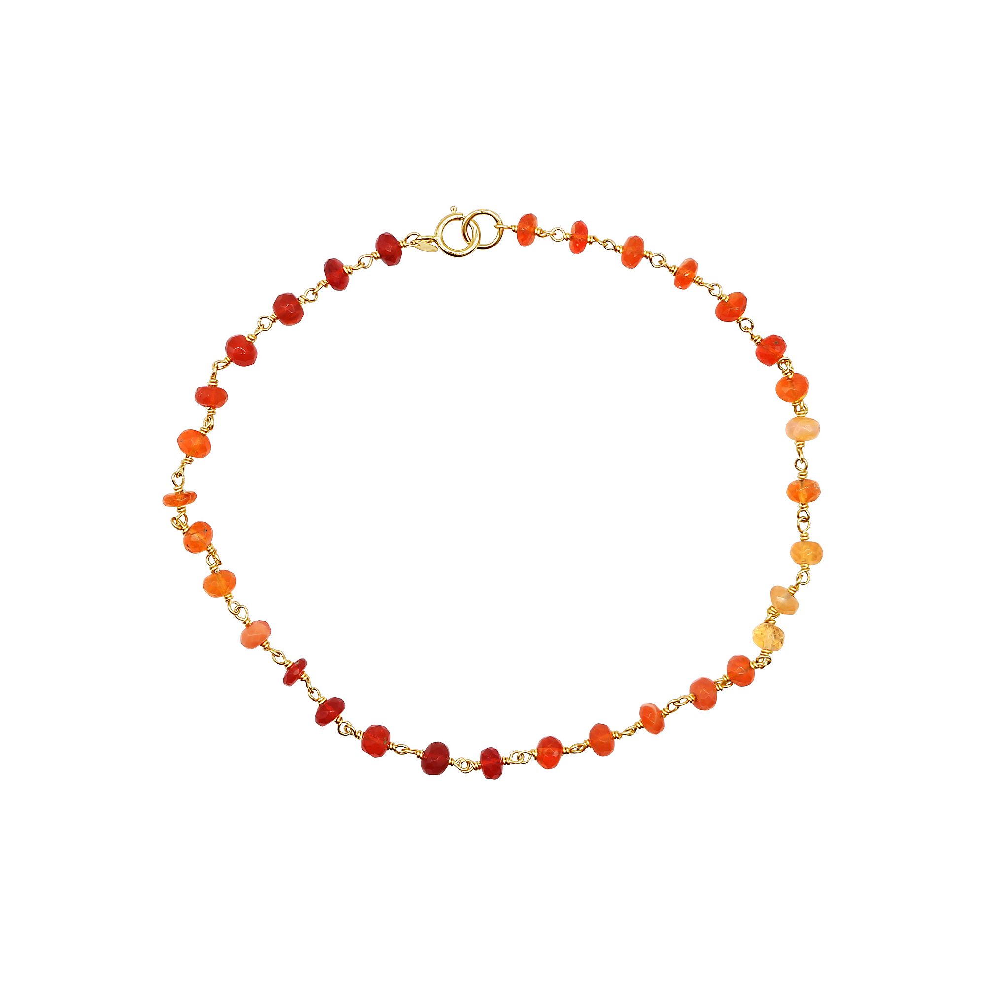 Jewelmak 14k Gold Fire Opal Link Anklet, Womens, Size: 9.5