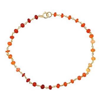 Jewelmak 14k Gold Fire Opal Link Anklet