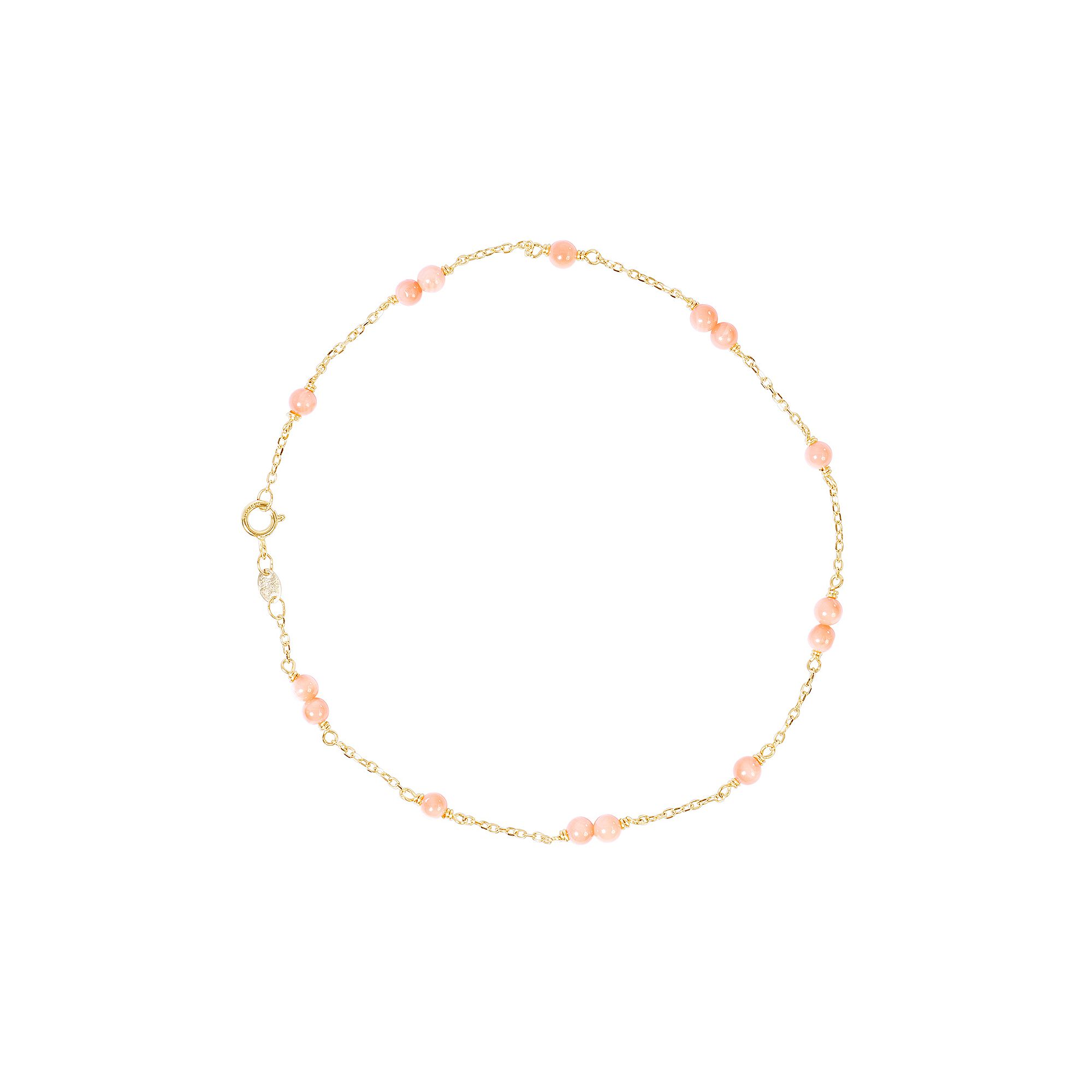 Jewelmak 14k Gold Pink Coral Anklet, Womens, Size: 9.5