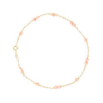 Jewelmak 14k Gold Pink Coral Anklet
