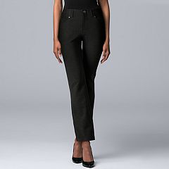 Poetic Justice Curvy Women's Black Ponte Faux Slit Welt Pockets Skinny Pant  at  Women's Clothing store