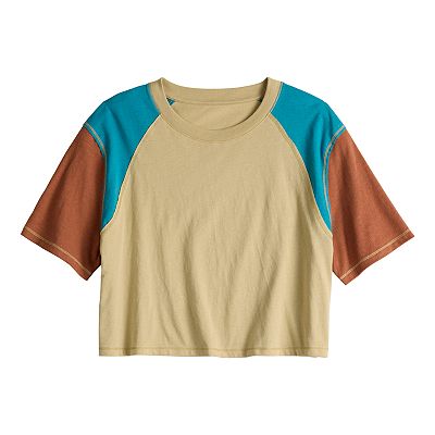 Juniors' SO® Short Sleeve Raglan Varsity Tee