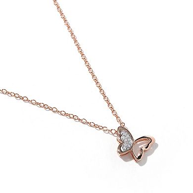 DeCouer 1/4 Carat T.W. Diamond Double Heart Necklace