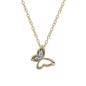 DeCouer 1/4 Carat T.W. Diamond Butterfly Pendant Necklace