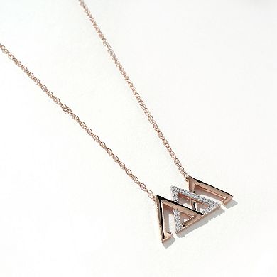 DeCouer 1/10 Carat T.W. Diamond Interlocked Triangle Necklace