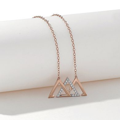 DeCouer 1/10 Carat T.W. Diamond Interlocked Triangle Necklace