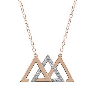 DeCouer 1/10 Carat T.W. Diamond Interlocked Triangle Necklace