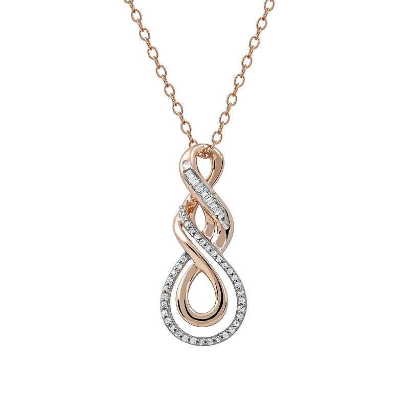 DeCouer Sterling Silver 1/6 Carat T.W. Diamond Swirl Pendant Necklace, Wom