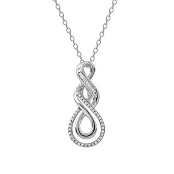 DeCouer Sterling Silver 1/6 Carat T.W. Diamond Swirl Pendant Necklace