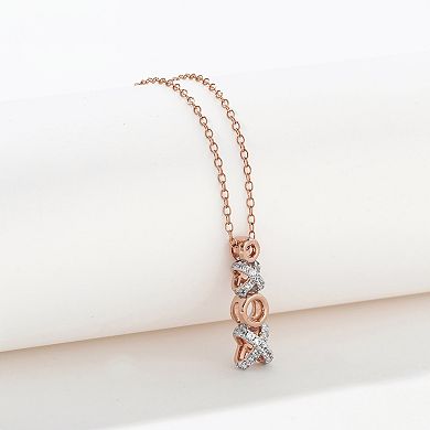 DeCouer Sterling Silver 1/4 Carat T.W. Diamond "XO" Pendant Necklace