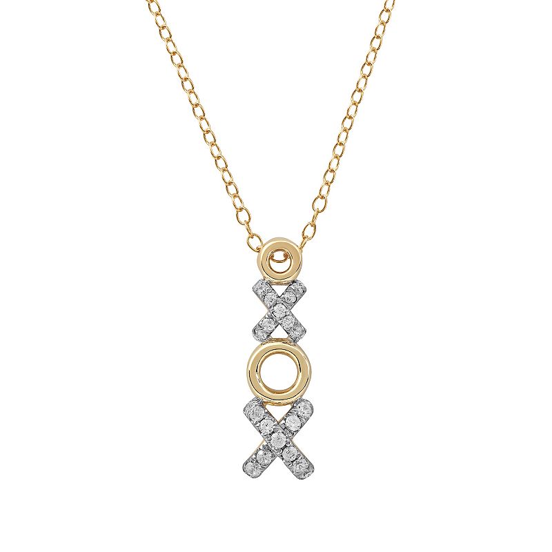 DeCouer Sterling Silver 1/4 Carat T.W. Diamond XO Pendant Necklace, Wo