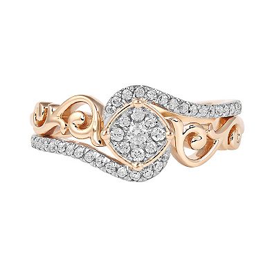 DeCouer Sterling Silver 1/4 Carat T.W. Diamond Bypass Promise Ring