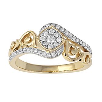DeCouer Sterling Silver 1/4 Carat T.W. Diamond Bypass Promise Ring