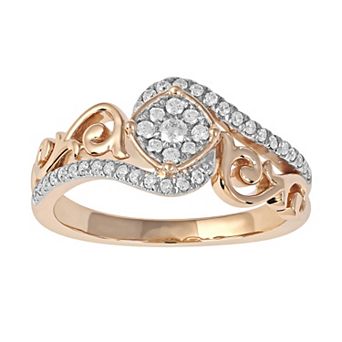 DeCouer Sterling Silver 1/4 Carat T.W. Diamond Bypass Promise Ring