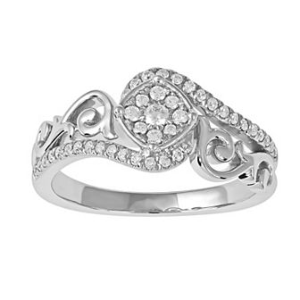 DeCouer Sterling Silver 1/4 Carat T.W. Diamond Bypass Promise Ring